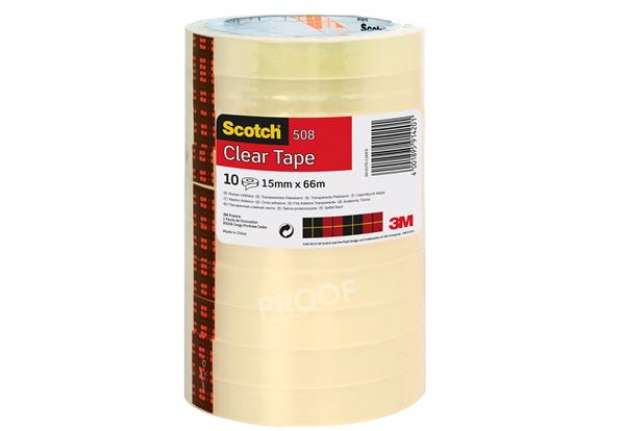 Immagine di Nastro adesivo 508 - 1,5 cm x 66 m - trasparente - Scotch -  torre 10 rotoli