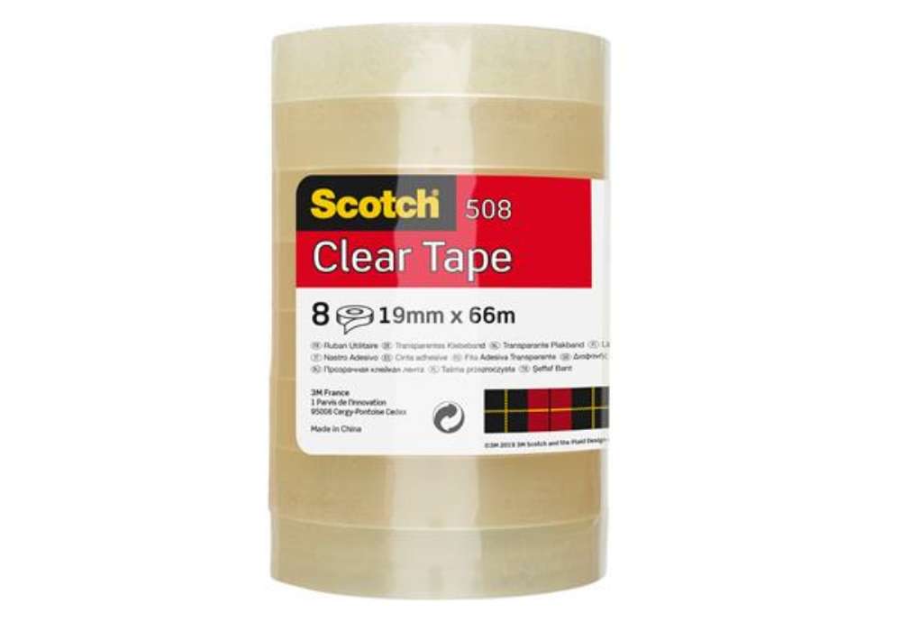 Immagine di Nastro adesivo 508 - 19 mm x 66 m - PP - trasparente - Scotch - torre 8 rotoli