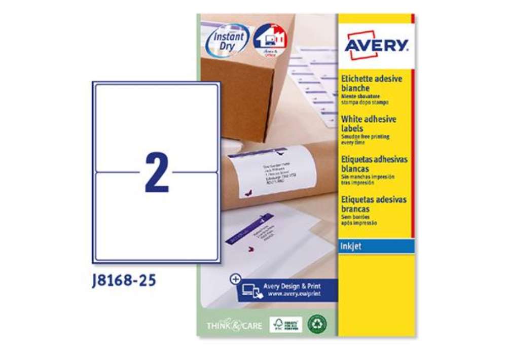 Immagine di Etichette adesive J8168 - in carta - angoli arrotondati - inkjet - permanenti - 199,6 x 143,5 mm - 2