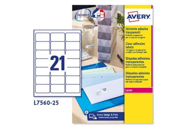 Immagine di Etichette adesive L7560 - in poliestere - laser - permanenti - 63,5 x 38,1 mm - 21 et/fg - 25 fogli