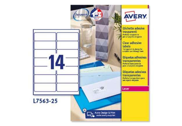 Immagine di Etichette adesive L7563 - in poliestere - laser - permanenti - 99,1  x  38,1 mm - 14 et/fg - 25 fogl