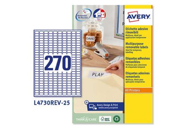 Immagine di Etichette adesive L4730REV - in carta - angoli arrotondati - rimovibili - 17,8 x 10 mm - 270 et/fg -