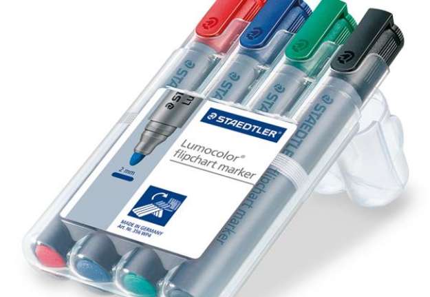 Immagine di Marcatore Lumocolor Flipchart 356 - punta tonda - tratto 2,0mm - astuccio 4 colori - Staedtler