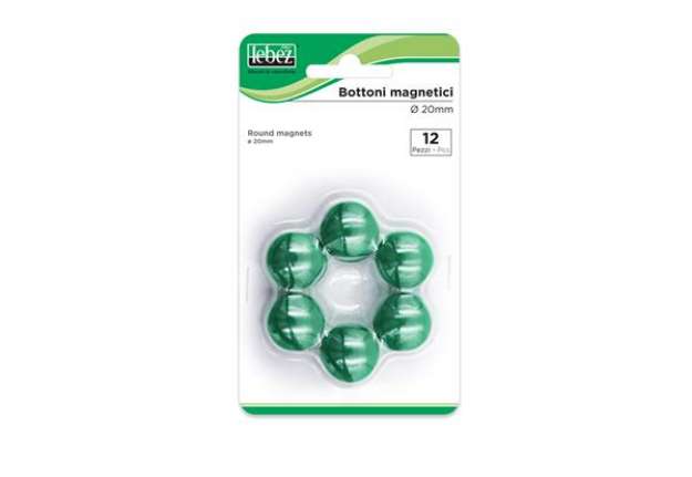 Immagine di Bottoni magnetici - diametro 2 cm - verde - Lebez - blister 12 pezzi