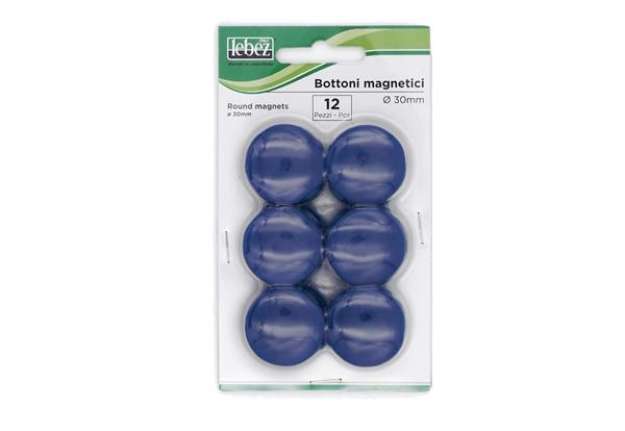 Immagine di Bottoni magnetici - diametro 3 cm - blu - Lebez - blister 12 pezzi