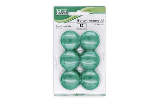 Immagine di Bottoni magnetici - diametro 3 cm - verde - Lebez - blister 12 pezzi