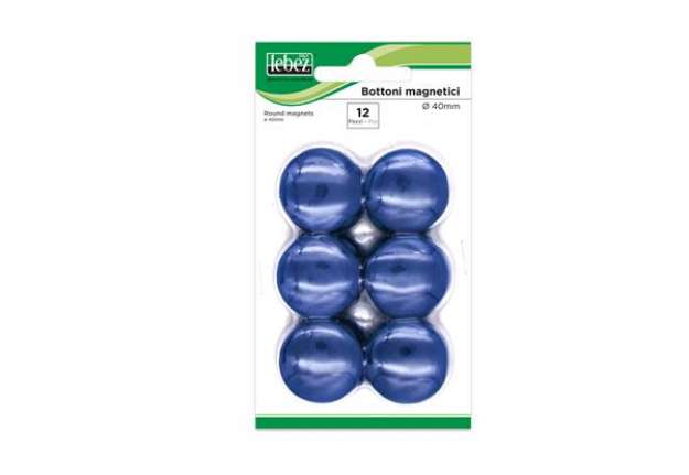 Immagine di Bottoni magnetici - diametro 4 cm - blu - Lebez - blister 12 pezzi