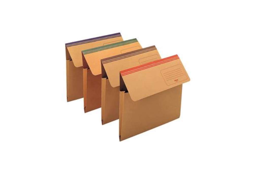 Immagine di Cartellina a busta Dixie Mec - 200 gr - 33,7 x 26,2 cm - cartoncino avana -rosso - Rexel