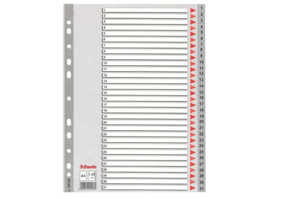 Immagine di Separatore numerico 1/31 - PP - A4 - grigio - Esselte