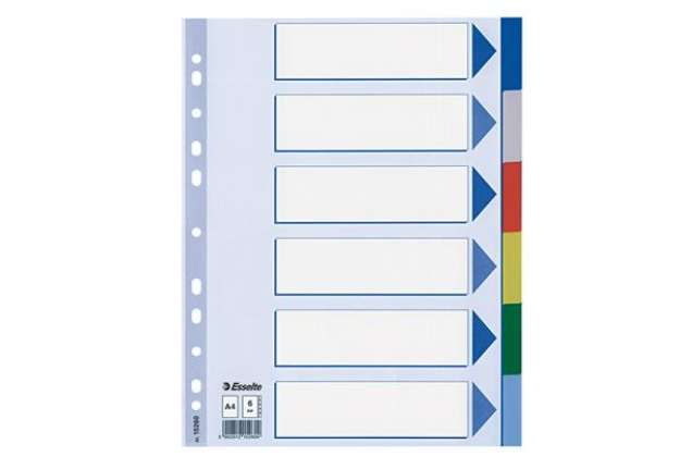 Immagine di Separatore - 6 tasti colorati - PPL - A4 - multicolore - Esselte