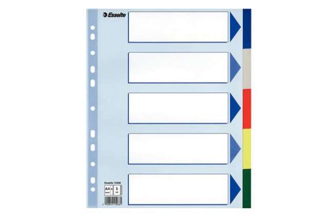 Immagine di Separatore - 5 tasti colorati - PP - A4 maxi - 24,5x29,7 cm - multicolore - Esselte