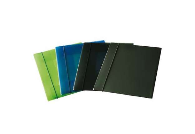 Immagine di Cartellina con elastico - PPL - 3 lembi - 23,5x34,5 cm - trasparente blu - Fellowes