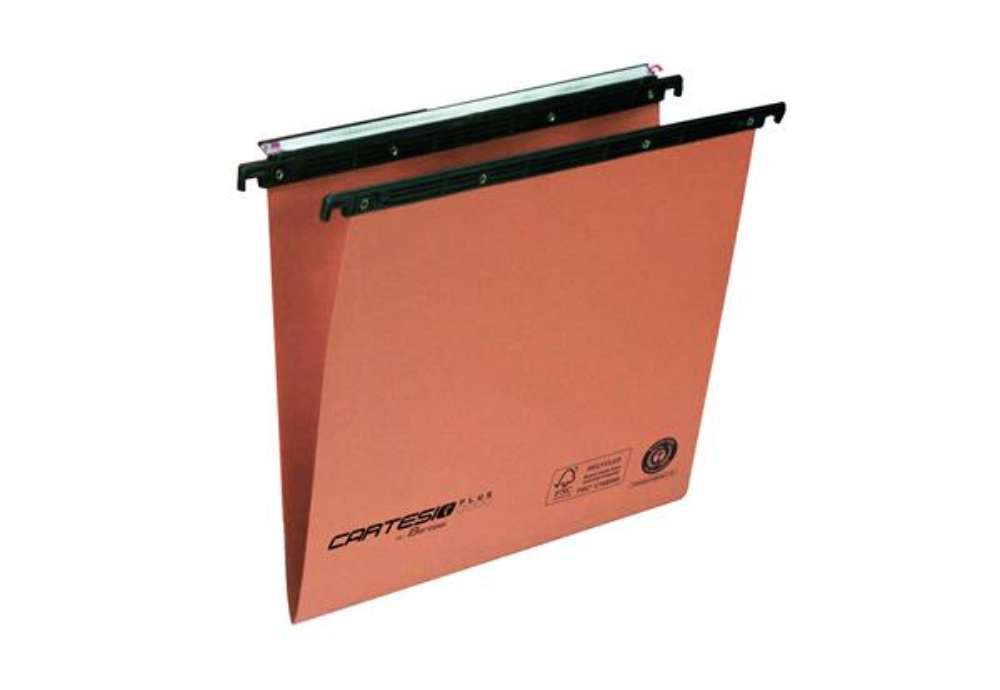 Immagine di Cartella sospesa Cartesio Plus - cassetto - interasse 39 cm - fondo V - 37 x 25 cm -  arancio - Bert