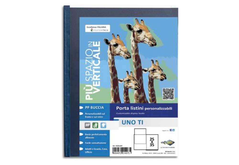 Immagine di Portalistini personalizzabile Uno TI - 25x35 cm - 24 buste - blu - Sei Rota