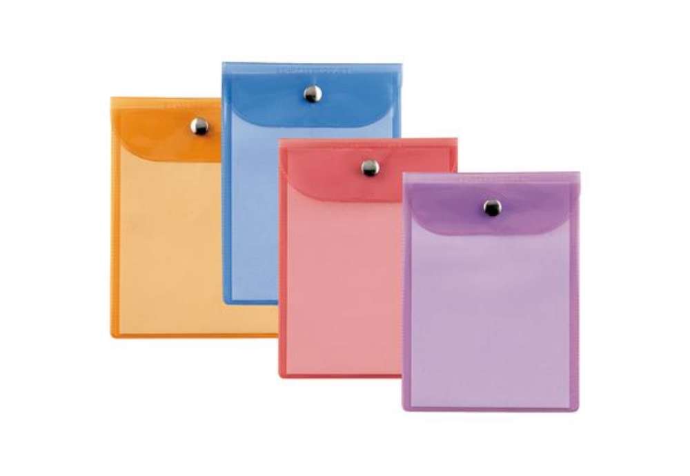 Immagine di Busta con bottone Press 5 Color - PVC - 13 x 18 cm - colori assortiti - Sei Rota