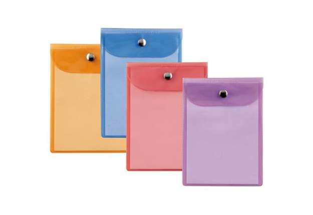 Immagine di Busta con bottone Press 8 Color - PVC - 22x30 cm - colori assortiti - Sei Rota