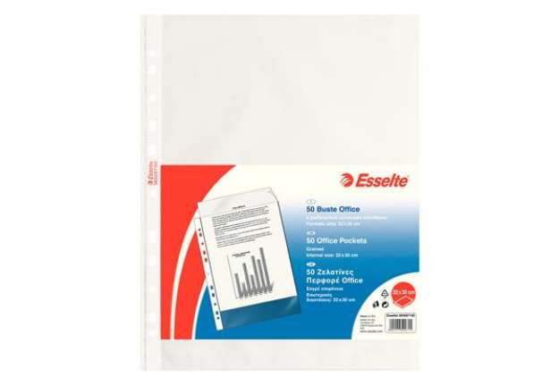 Immagine di Buste forate CopySafe - Office - buccia - 22x30 cm - trasparente - Esselte - conf. 50 pezzi