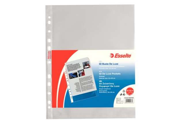 Immagine di Buste forate CopySafe - DeLuxe - buccia - 22x30 cm - trasparente - Esselte - conf. 50 pezzi