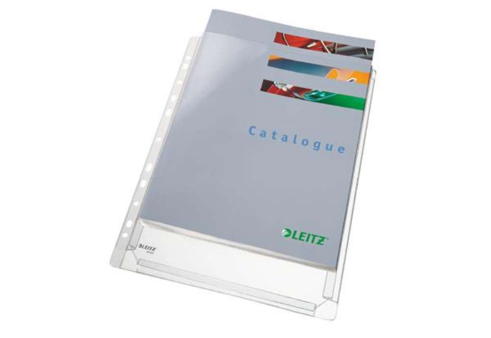 Immagine di Buste forate con soffietto - 22 x 30 cm - PVC - trasparente - Leitz - conf. 10 pezzi