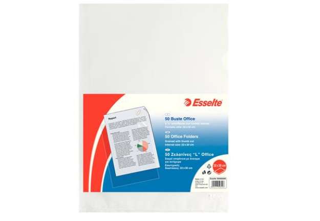 Immagine di Cartelline a L - Office - PPL - buccia - 22x30 cm - trasparente - Esselte - conf. 50 pezzi