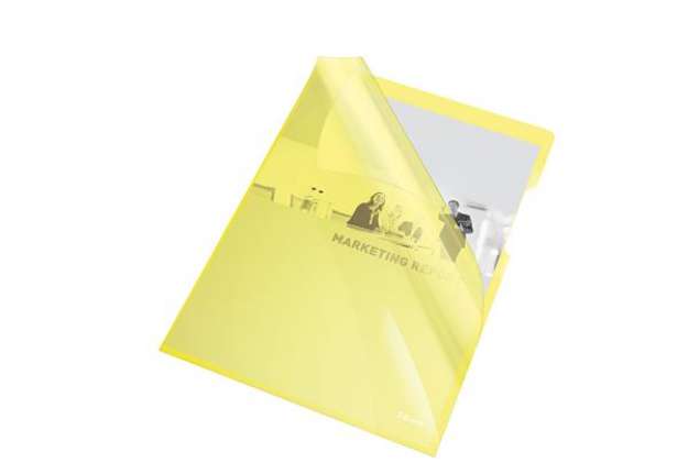 Immagine di Cartelline a L - PVC - liscio - 21x29,7 cm - giallo cristallo - Esselte - conf. 25 pezzi