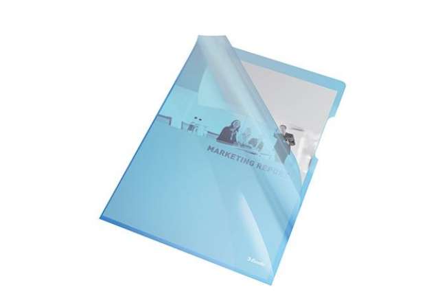 Immagine di Cartelline a L - PVC - liscio - 21x29,7 cm - blu cristallo - Esselte - conf. 25 pezzi