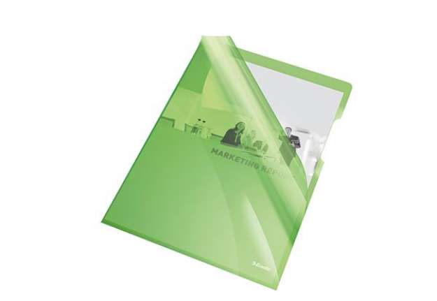 Immagine di Cartelline a L - PVC - liscio - 21x29,7 cm - verde cristallo - Esselte - conf. 25 pezzi