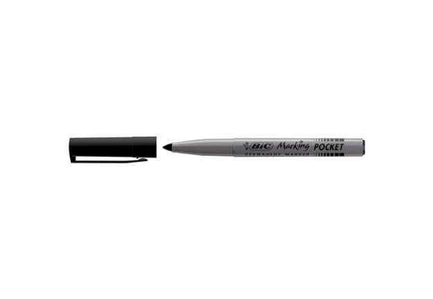 Immagine di Marcatori permanente Marking a base d'alcool - punta pocket tonda 1,10mm - nero - Bic - conf. 12 pez