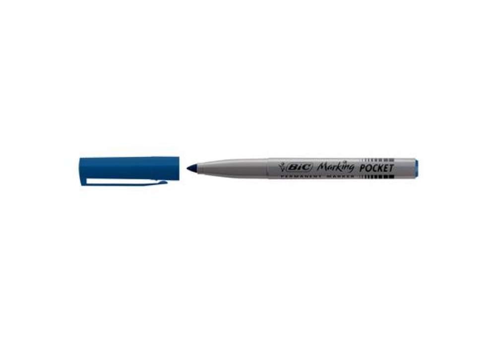 Immagine di Marcatori permanente Marking a base d'alcool - punta pocket tonda 1,10mm - blu - Bic - conf. 12 pezz