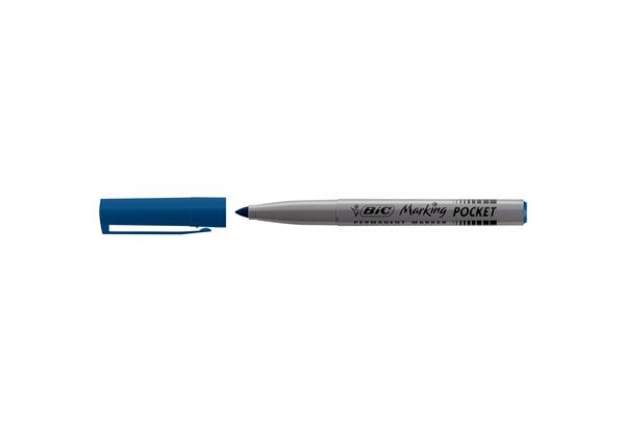 Immagine di Marcatori permanente Marking a base d'alcool - punta pocket tonda 1,10mm - blu - Bic - conf. 12 pezz