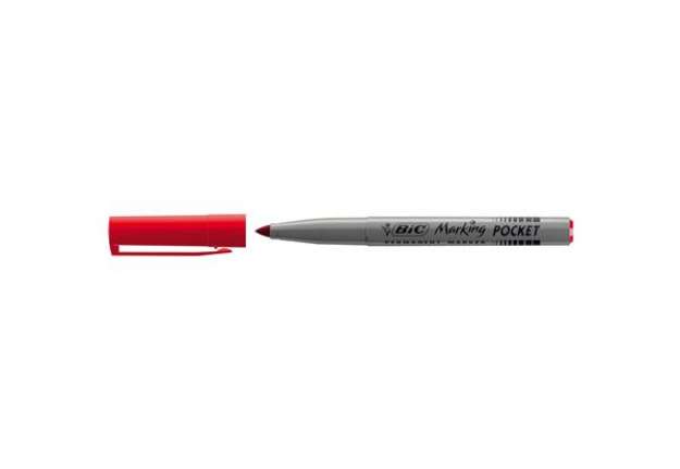Immagine di Marcatori permanente Marking a base d'alcool - punta pocket tonda 1,10mm - rosso - Bic - conf. 12 pe
