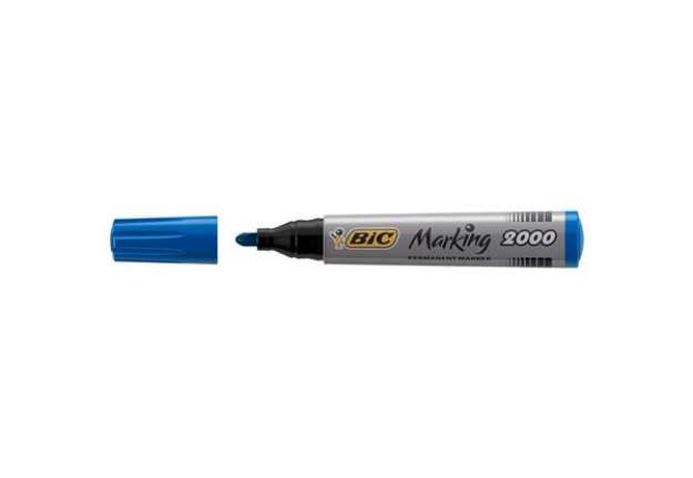 Immagine di Marcatori permanente Marking a base d'alcool - punta tonda 1,70mm - blu - Bic - conf. 12 pezzi