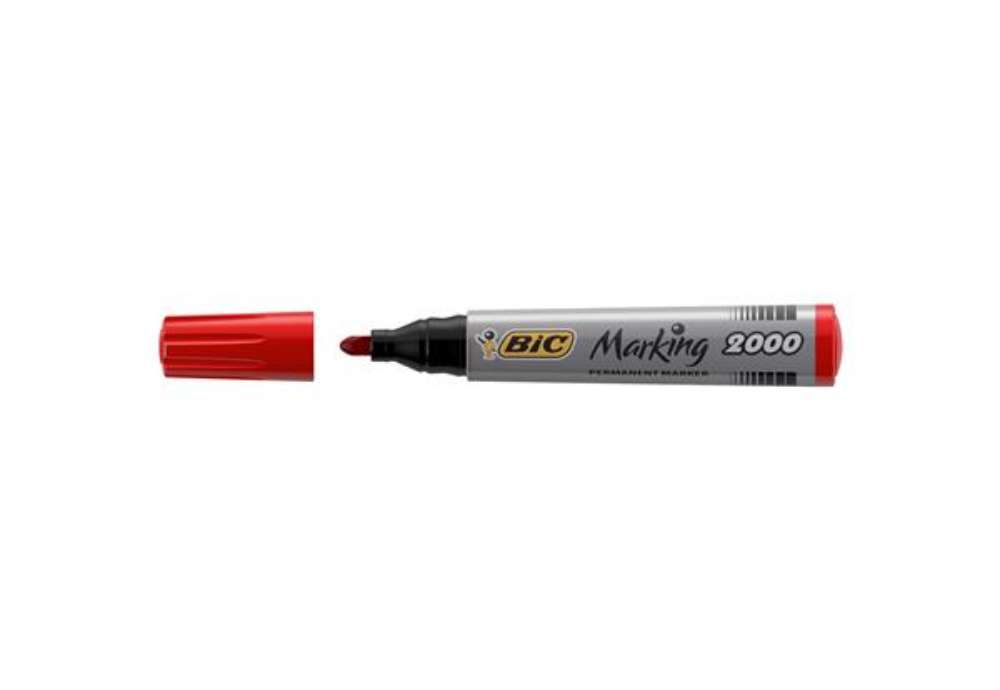 Immagine di Marcatori permanente Marking a base d'alcool - punta tonda 1,70mm - rosso - Bic - conf. 12 pezzi