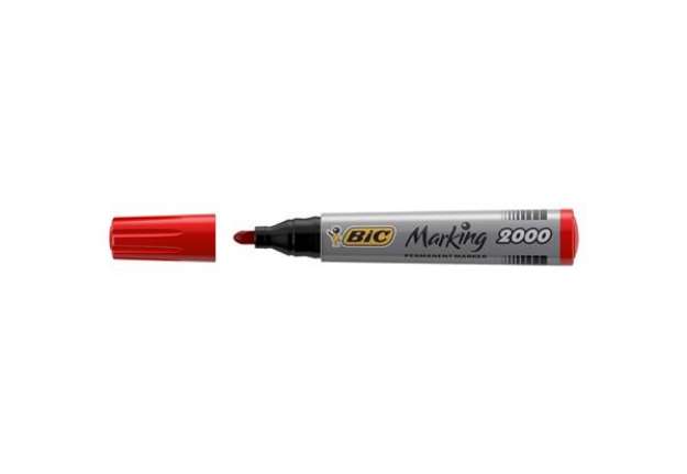 Immagine di Marcatori permanente Marking a base d'alcool - punta tonda 1,70mm - rosso - Bic - conf. 12 pezzi