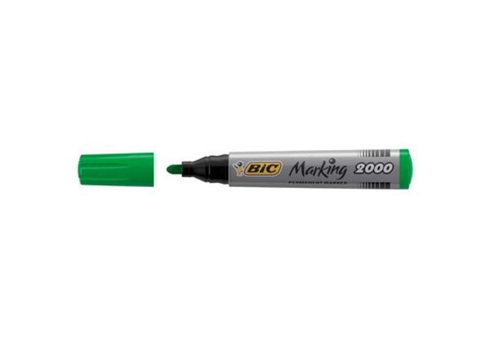 Immagine di Marcatori permanente Marking a base d'alcool - punta tonda 1,70mm - verde - Bic - conf. 12 pezzi