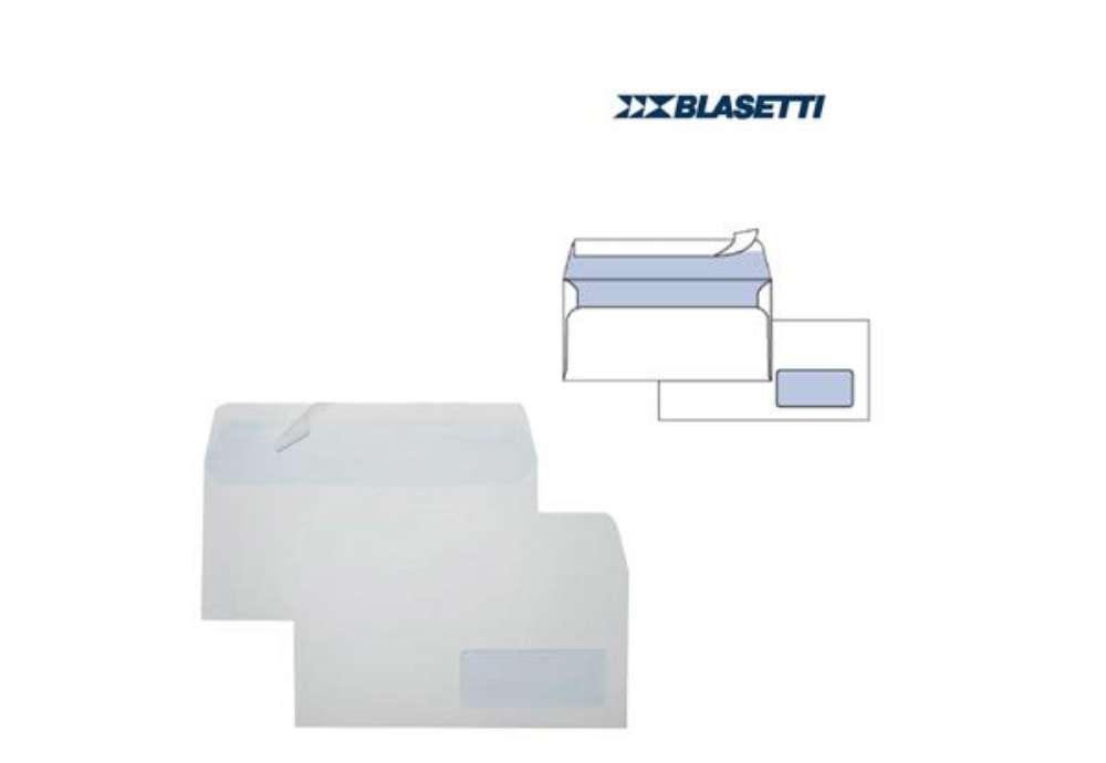 Immagine di Busta Super Strip - con finestra - 11 x 23 cm - 90 gr - bianco - Blasetti - conf. 500 pezzi