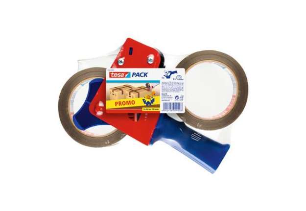 Immagine di Tendinastro Dispenser 57455 - per nastri fino a 5 cm - 2 rotoli di nastro color avana 5 cm x 66 m in