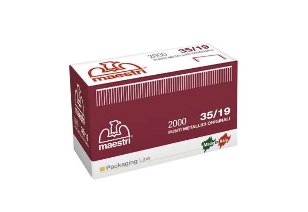 Immagine di Punti 35/19 - per Romabox - H 19 mm - rame - Romeo Maestri - scatola 2000 pezzi