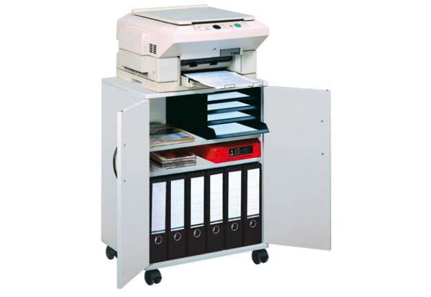 Immagine di Mobiletto Multifunzione 74/53 - con ante alte e ruote - 4 ripiani - 52,8 x 40 x 73,7 cm - grigio - D