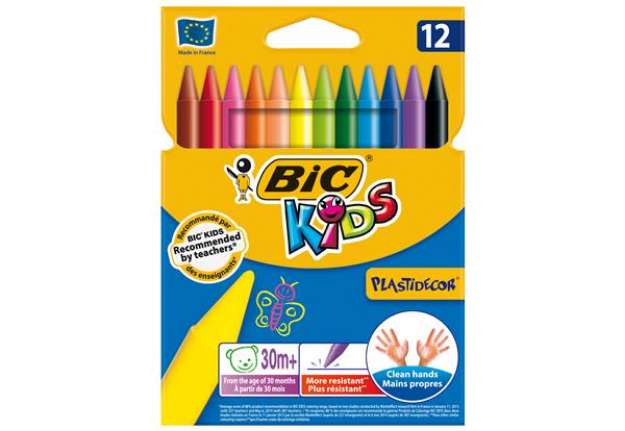 Immagine di Pastelli Plastidecor - plastica - colori assortiti - Bic - astuccio 12 pezzi