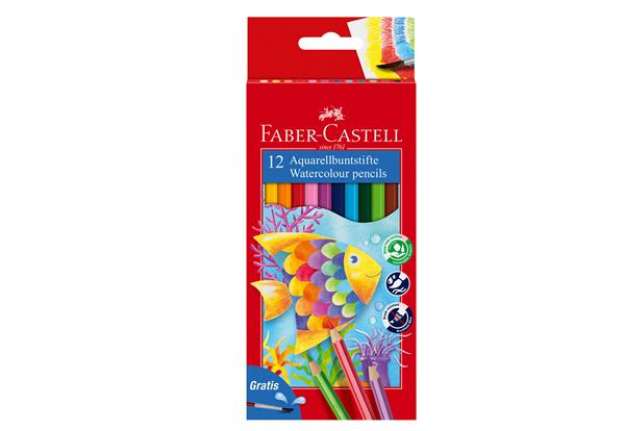 Immagine di Pastelli acquerellabili - diametro mina 3,30 mm - colori assortiti - Faber-Castell - astuccio 12 pez