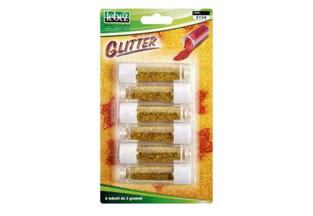 Immagine di Porporina glitter - 2gr - oro - Lebez - conf. 6 tubi