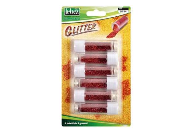 Immagine di Porporina glitter - 2gr - rosso - Lebez - conf. 6 tubi