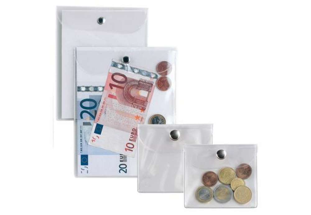 Immagine di Busta con bottone Press 5E - PVC - 13 x 18 cm - trasparente - Sei Rota