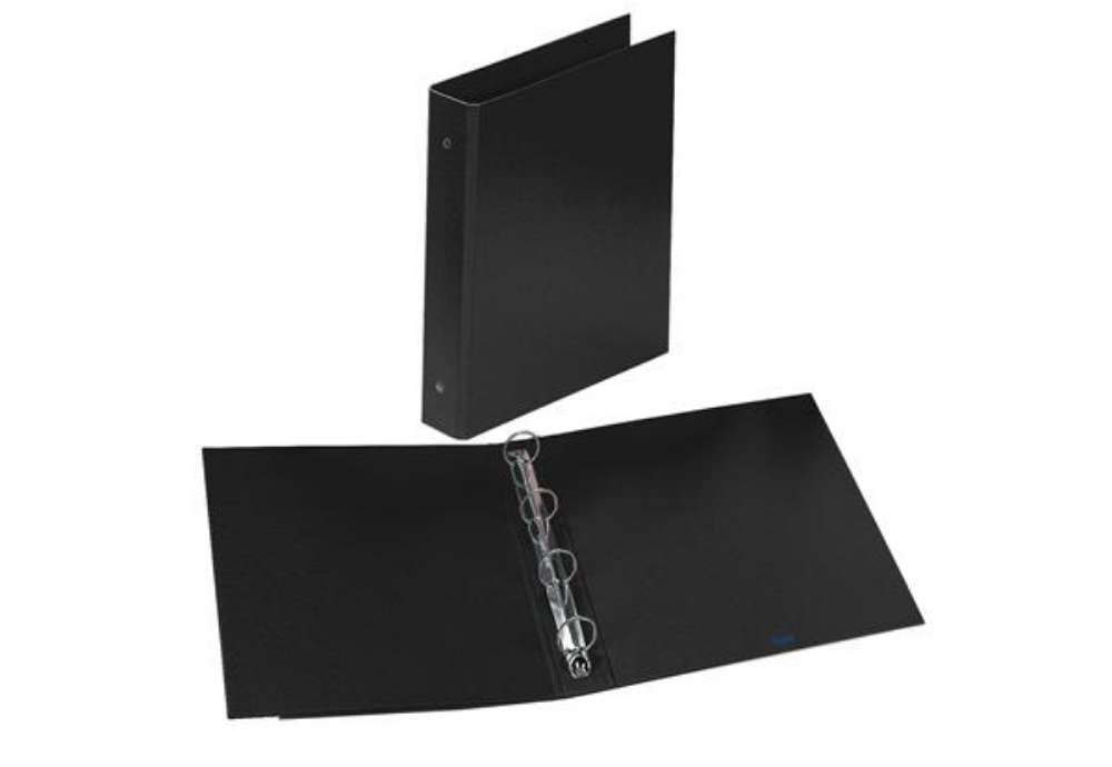 Immagine di Raccoglitore Europa - 22 x 30 cm - 4 anelli tondi 50 mm - dorso 6 cm - nero - Favorit