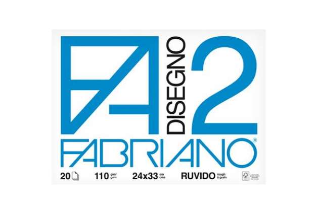Immagine di Blocco F2 - 24x33cm - 20 fogli - 110gr - ruvido - 4 angoli - Fabriano