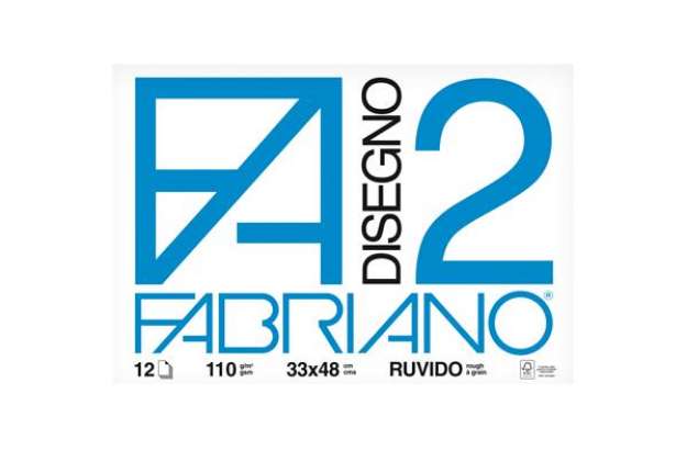 Immagine di Blocco F2 - 33x48cm - 12 fogli - 110gr - ruvido - collato - Fabriano