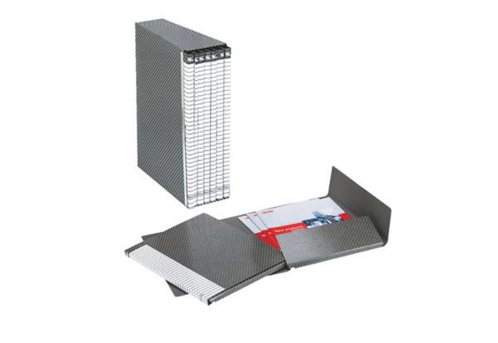 Immagine di Gruppo Delso Line - 25 x 32 cm - 6 cartelle 2 lembi - con custodia - dorso 1,5 cm - grigio - Esselte