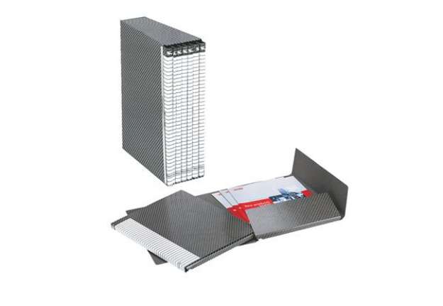 Immagine di Gruppo Delso Line - 6 cartelle 2 lembi - con custodia - 25x32 cm - dorso 1,5 cm - grigio - Esselte