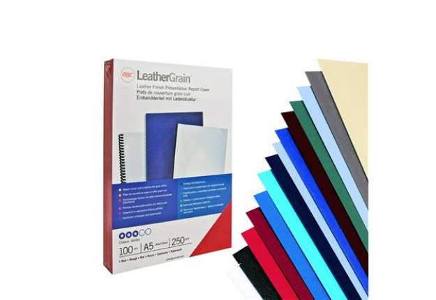 Immagine di Copertine Leathergrain - A3 - 250 gr - nero goffrato - GBC - scatola 100 pezzi